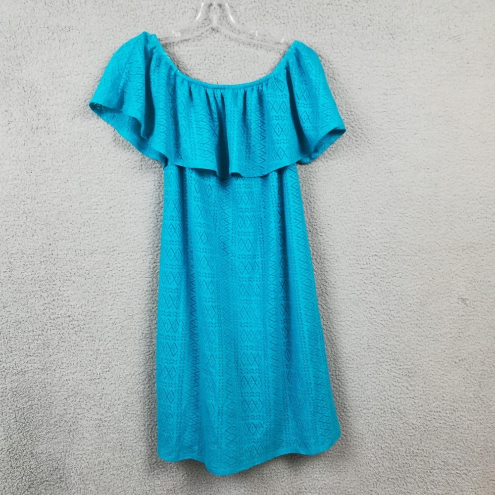 Apt 9 Womens Dress Shift Off-The-Shoulder Teal Geometric Lace Above Knee S